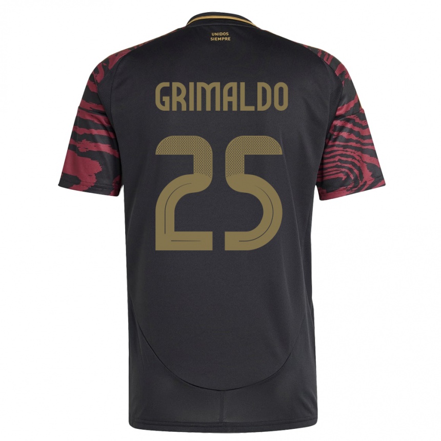 Men Football Peru Joao Grimaldo #25 Black Away Jersey 24-26 T-Shirt Nz