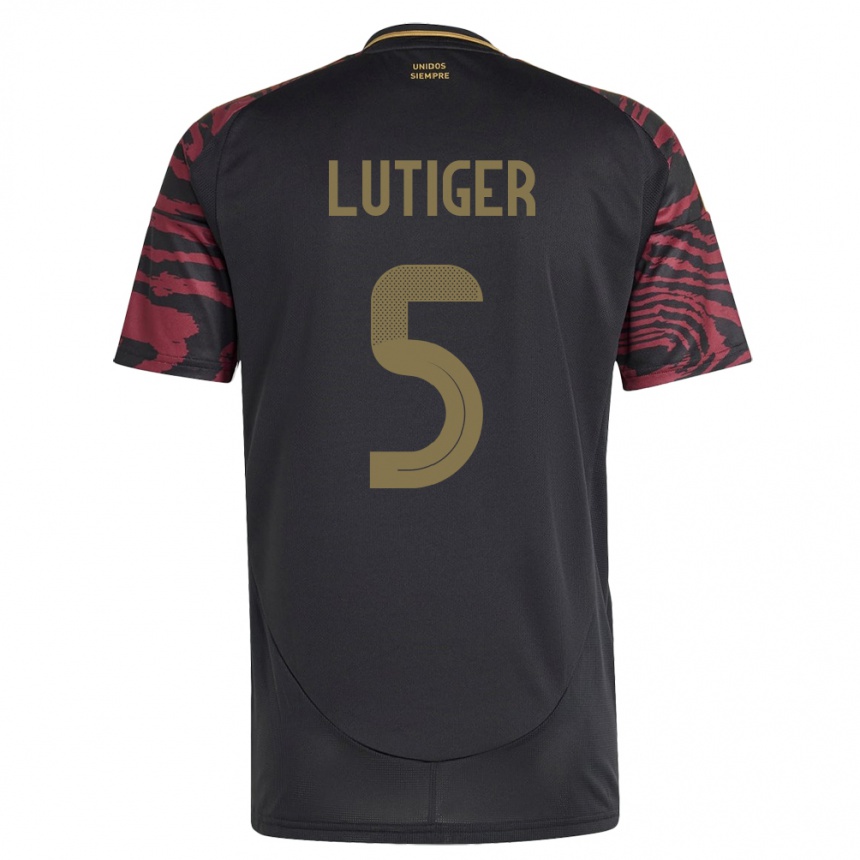 Men Football Peru Rafael Lutiger #5 Black Away Jersey 24-26 T-Shirt Nz