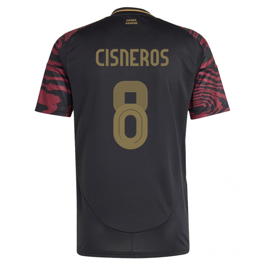 Men Football Peru Geraldine Cisneros #8 Black Away Jersey 24-26 T-Shirt Nz