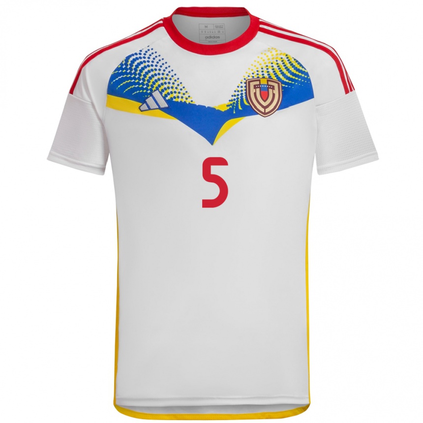 Men Football Venezuela Yenifer Giménez #5 White Away Jersey 24-26 T-Shirt Nz