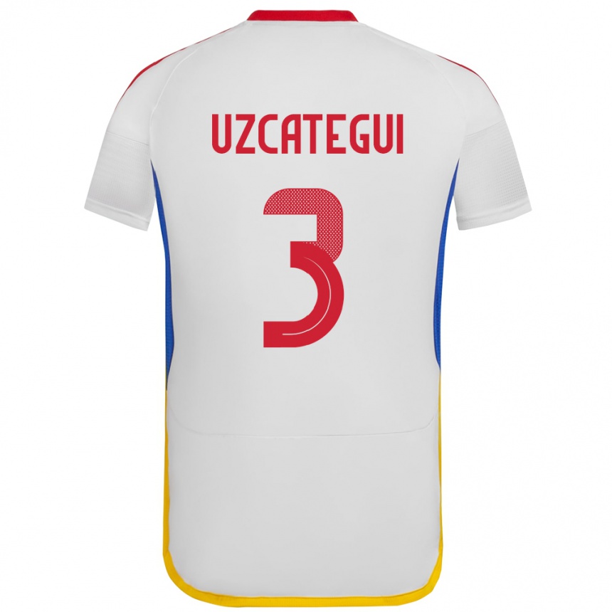 Men Football Venezuela Rafael Uzcátegui #3 White Away Jersey 24-26 T-Shirt Nz