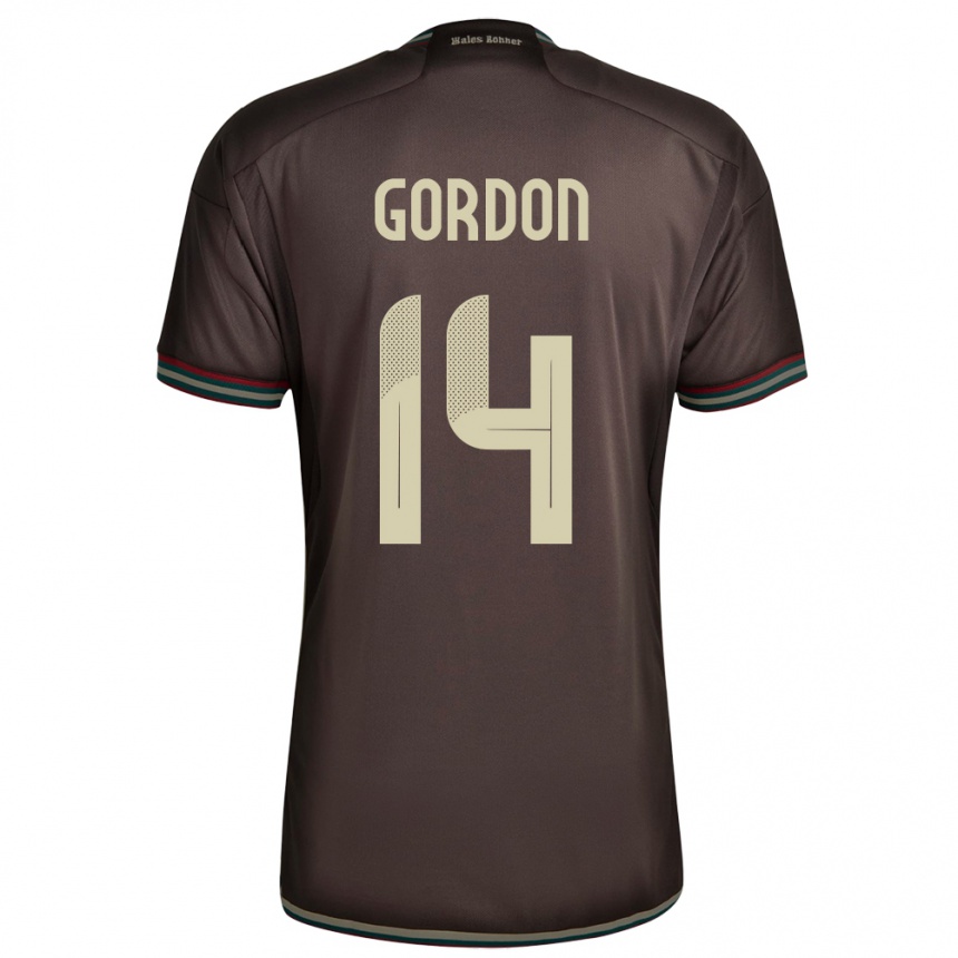 Men Football Jamaica Ashton Gordon #14 Night Brown Away Jersey 24-26 T-Shirt Nz