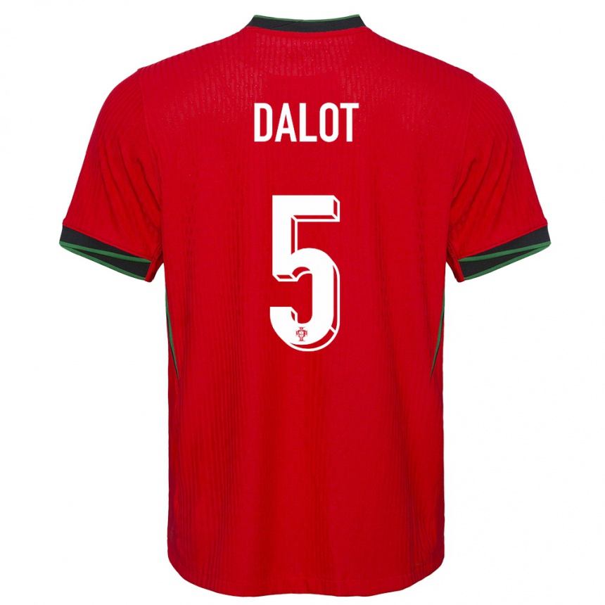 Women Football Portugal Diogo Dalot #5 Red Home Jersey 24-26 T-Shirt Nz