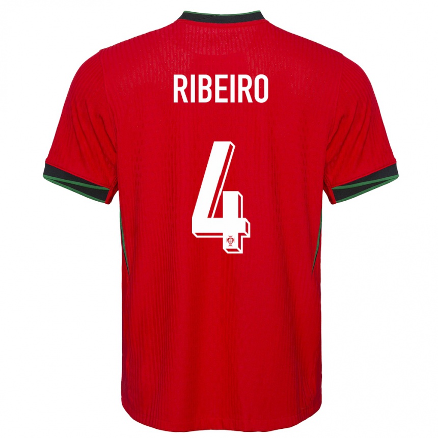 Women Football Portugal Ricardo Ribeiro #4 Red Home Jersey 24-26 T-Shirt Nz