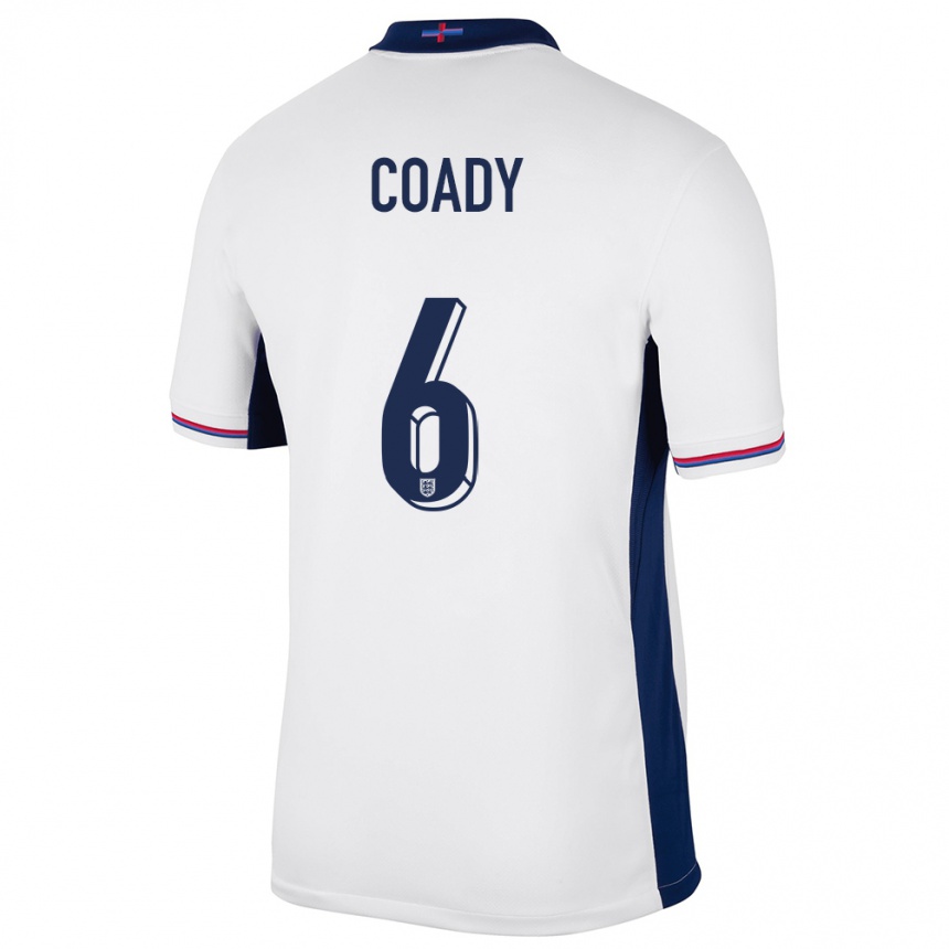 Women Football England Conor Coady #6 White Home Jersey 24-26 T-Shirt Nz