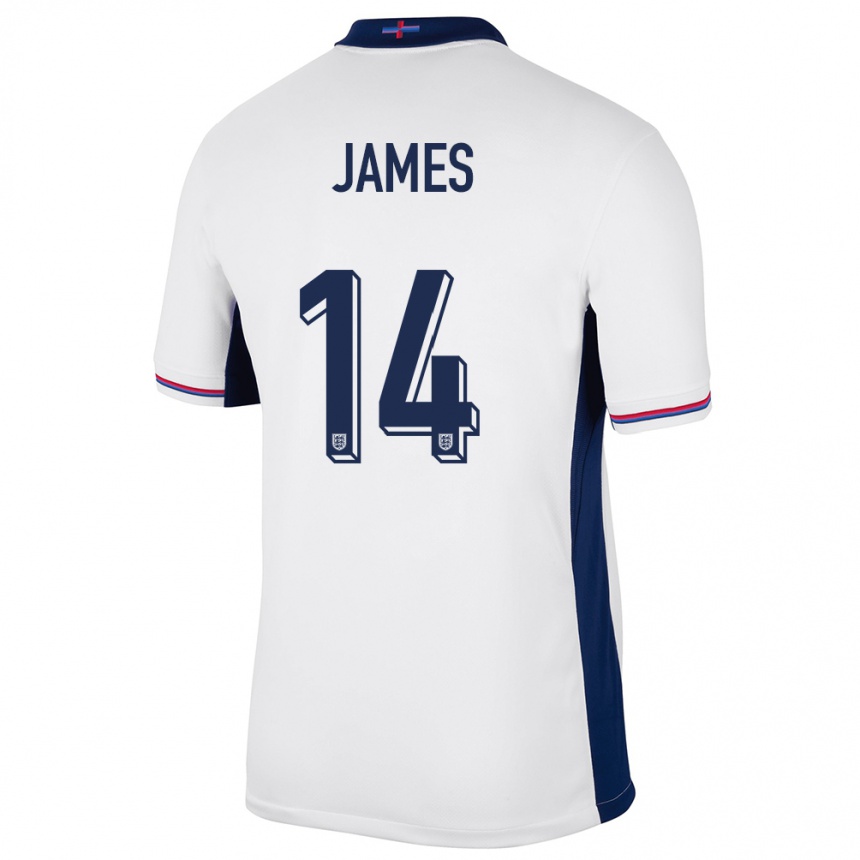 Women Football England Reece James #14 White Home Jersey 24-26 T-Shirt Nz