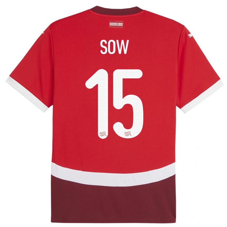 Women Football Switzerland Djibril Sow #15 Red Home Jersey 24-26 T-Shirt Nz