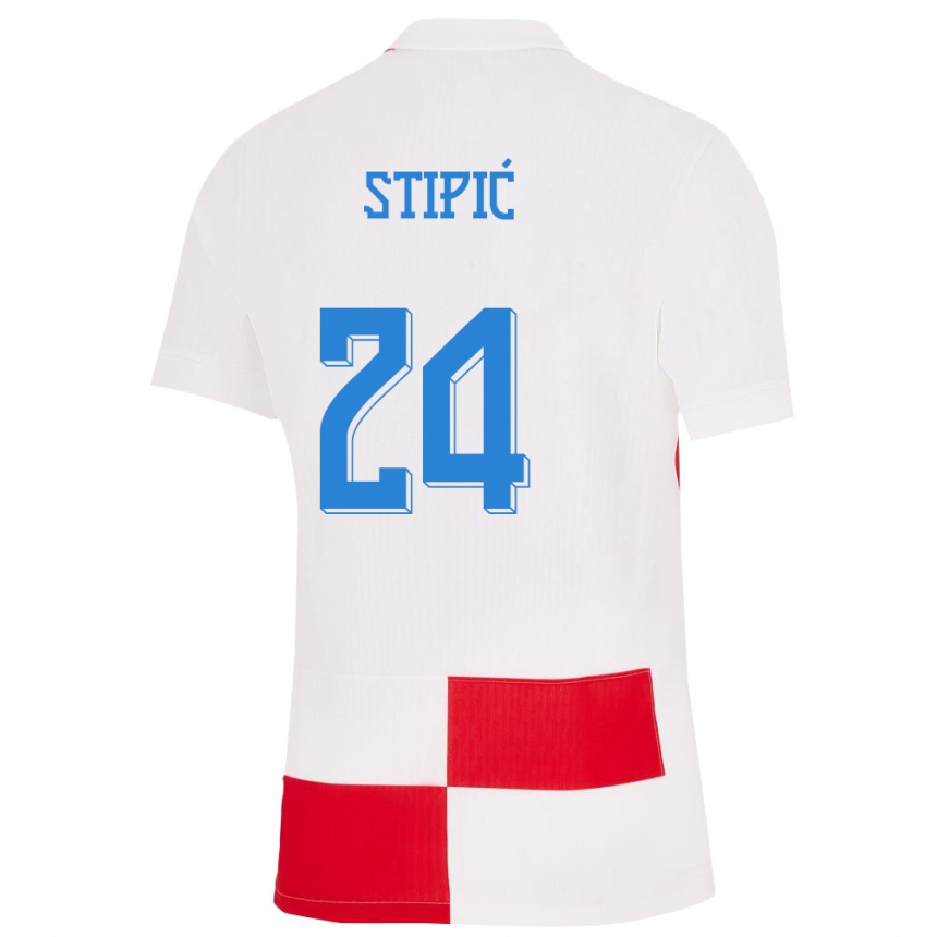 Women Football Croatia Mihael Stipic #24 White Red Home Jersey 24-26 T-Shirt Nz