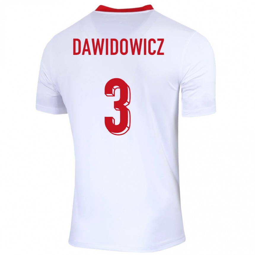 Women Football Poland Pawel Dawidowicz #3 White Home Jersey 24-26 T-Shirt Nz