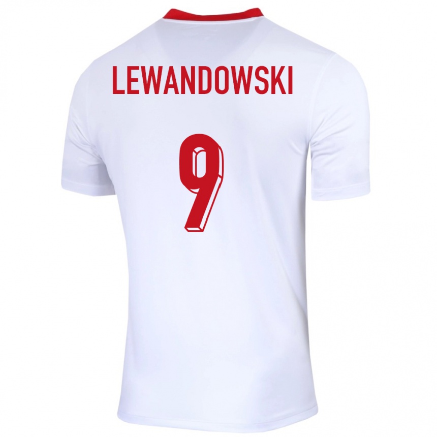 Women Football Poland Robert Lewandowski #9 White Home Jersey 24-26 T-Shirt Nz