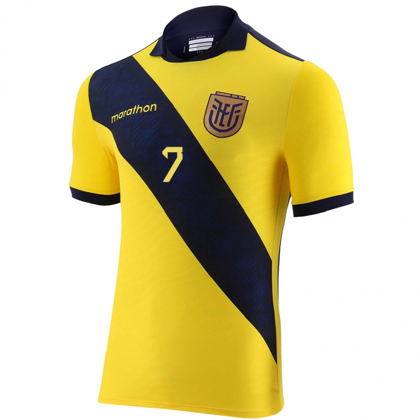 Women Football Ecuador Emily Arias #7 Yellow Home Jersey 24-26 T-Shirt Nz