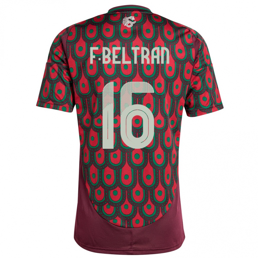 Women Football Mexico Fernando Beltran #16 Maroon Home Jersey 24-26 T-Shirt Nz