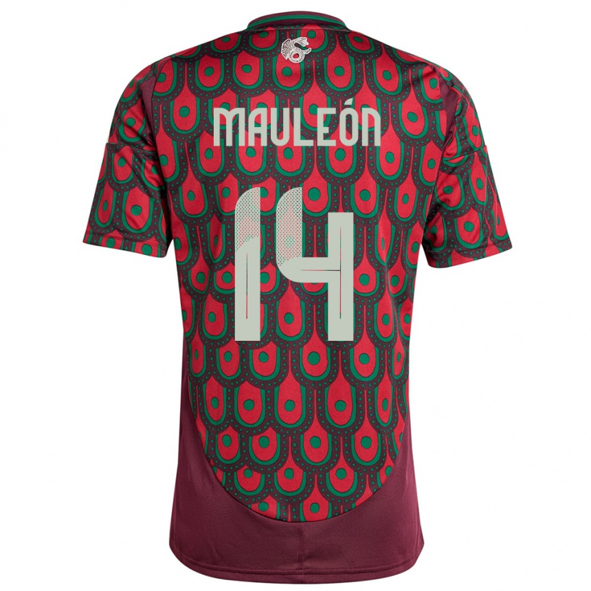 Women Football Mexico Natalia Mauleon #14 Maroon Home Jersey 24-26 T-Shirt Nz