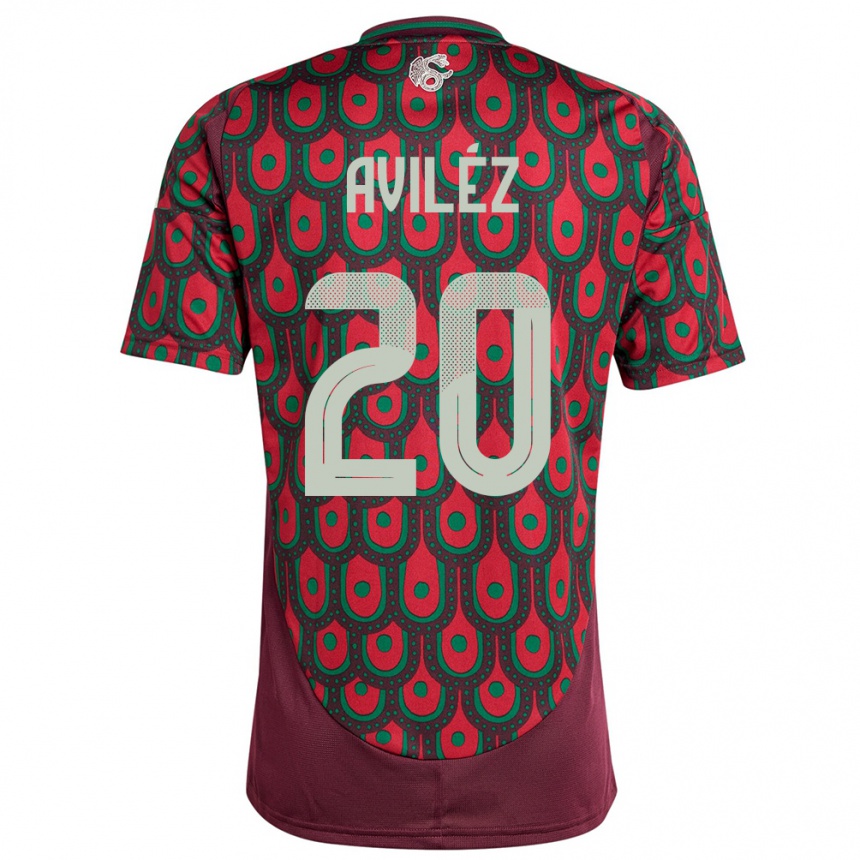 Women Football Mexico Aylin Avilez #20 Maroon Home Jersey 24-26 T-Shirt Nz