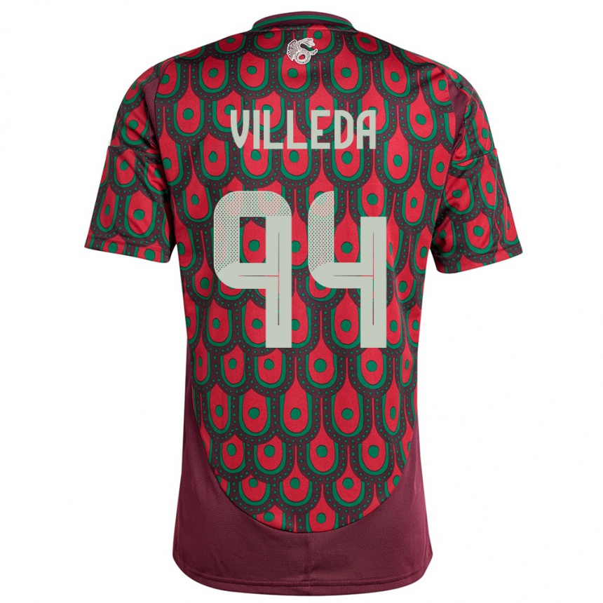 Women Football Mexico Melany Villeda #94 Maroon Home Jersey 24-26 T-Shirt Nz