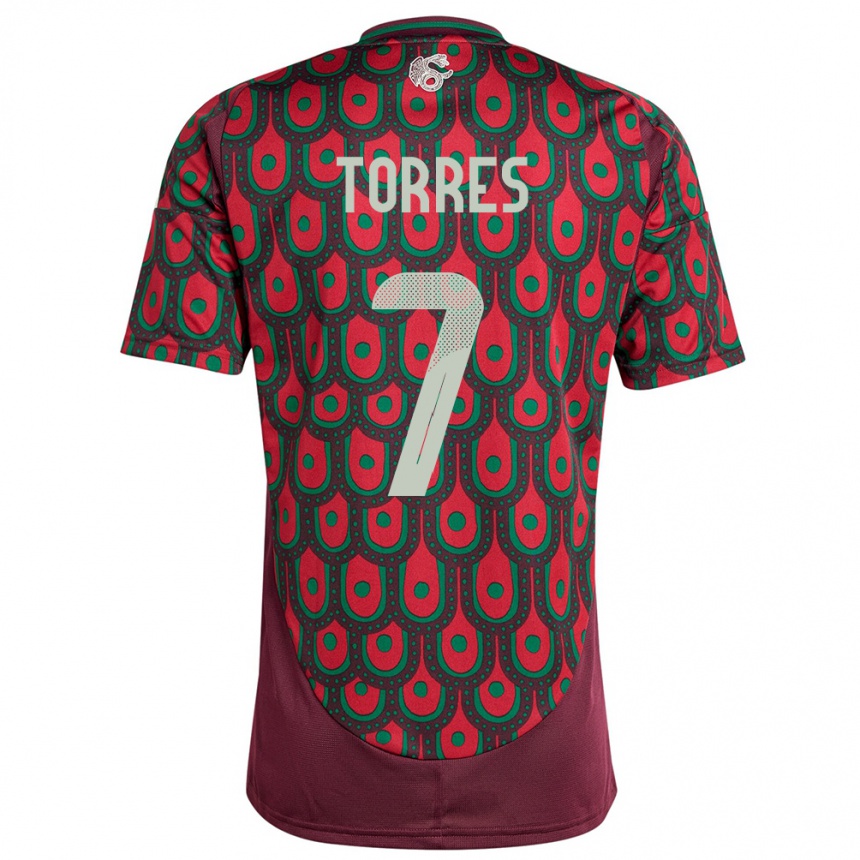 Women Football Mexico Christian Torres #7 Maroon Home Jersey 24-26 T-Shirt Nz