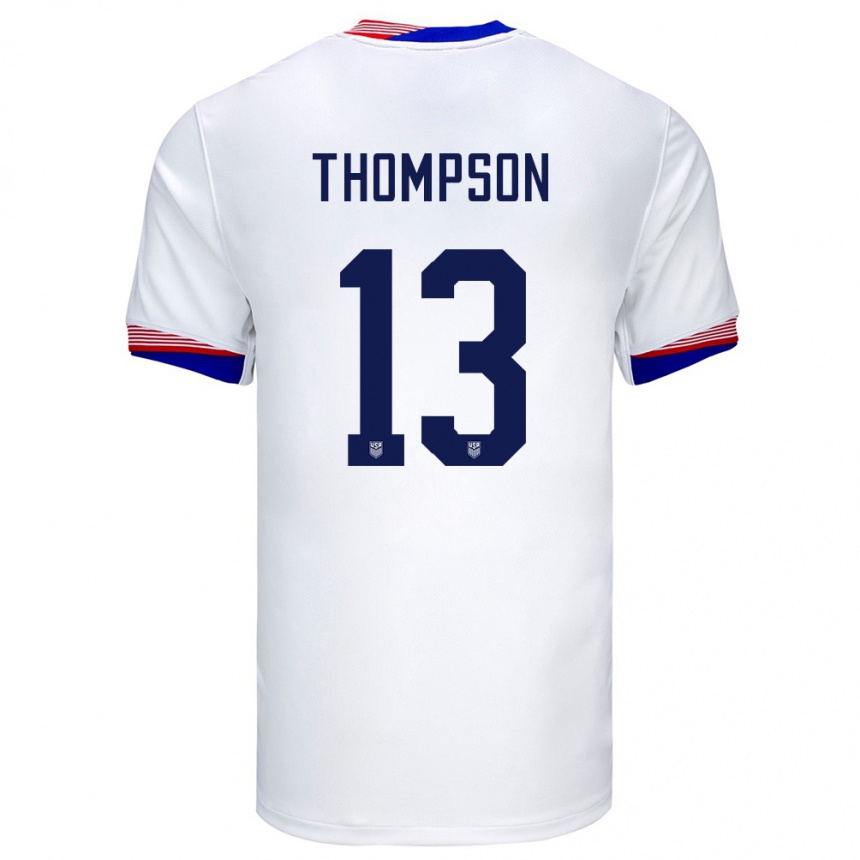 Women Football United States Alyssa Thompson #13 White Home Jersey 24-26 T-Shirt Nz