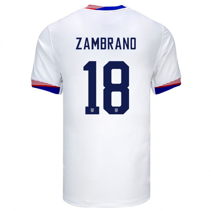 Women Football United States Marcos Zambrano #18 White Home Jersey 24-26 T-Shirt Nz