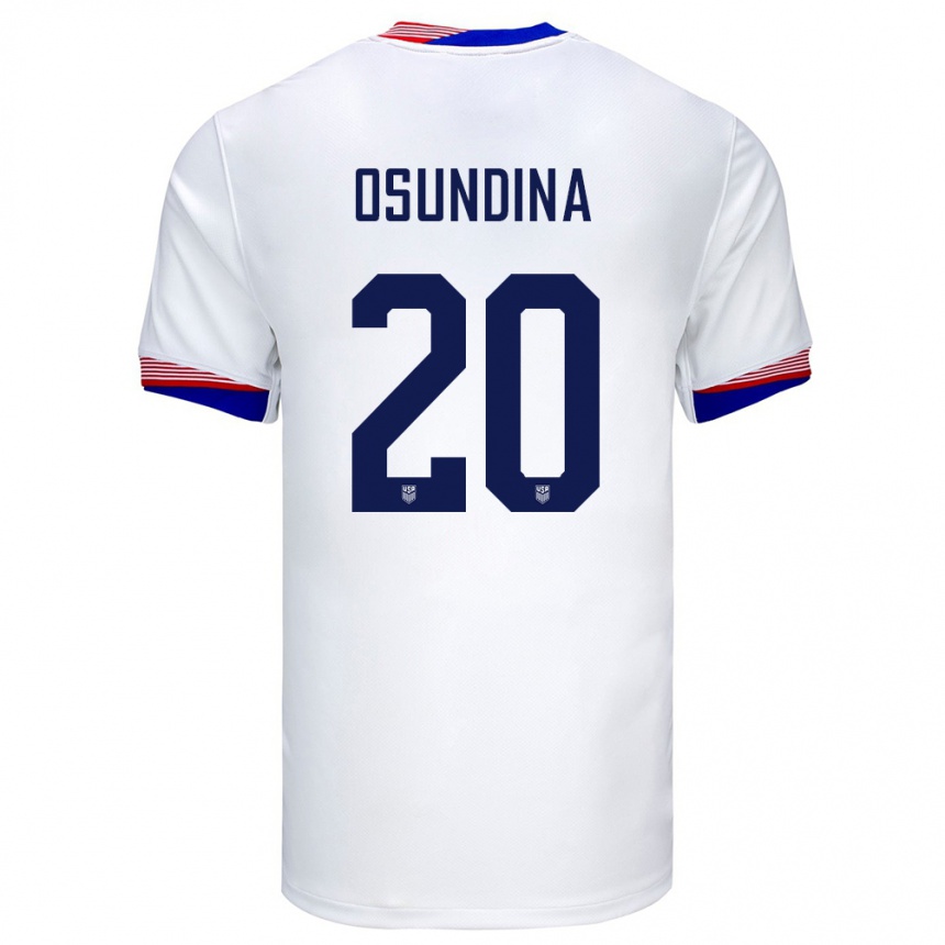 Women Football United States Korede Osundina #20 White Home Jersey 24-26 T-Shirt Nz