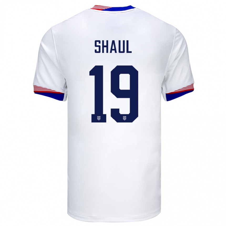 Women Football United States Ian Shaul #19 White Home Jersey 24-26 T-Shirt Nz