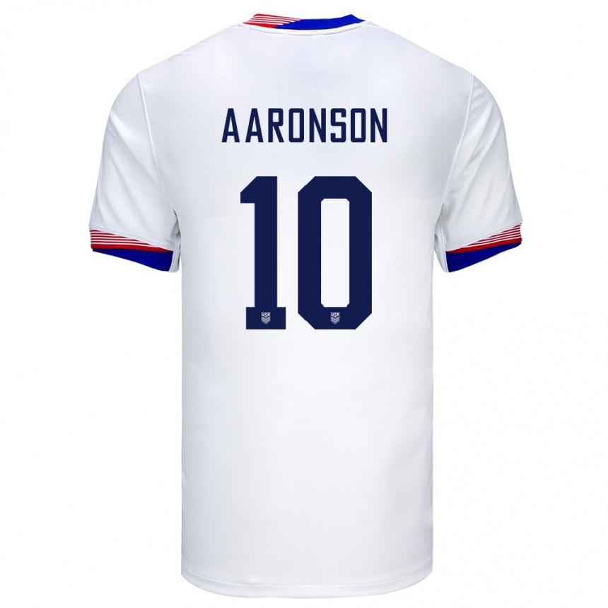 Women Football United States Paxten Aaronson #10 White Home Jersey 24-26 T-Shirt Nz