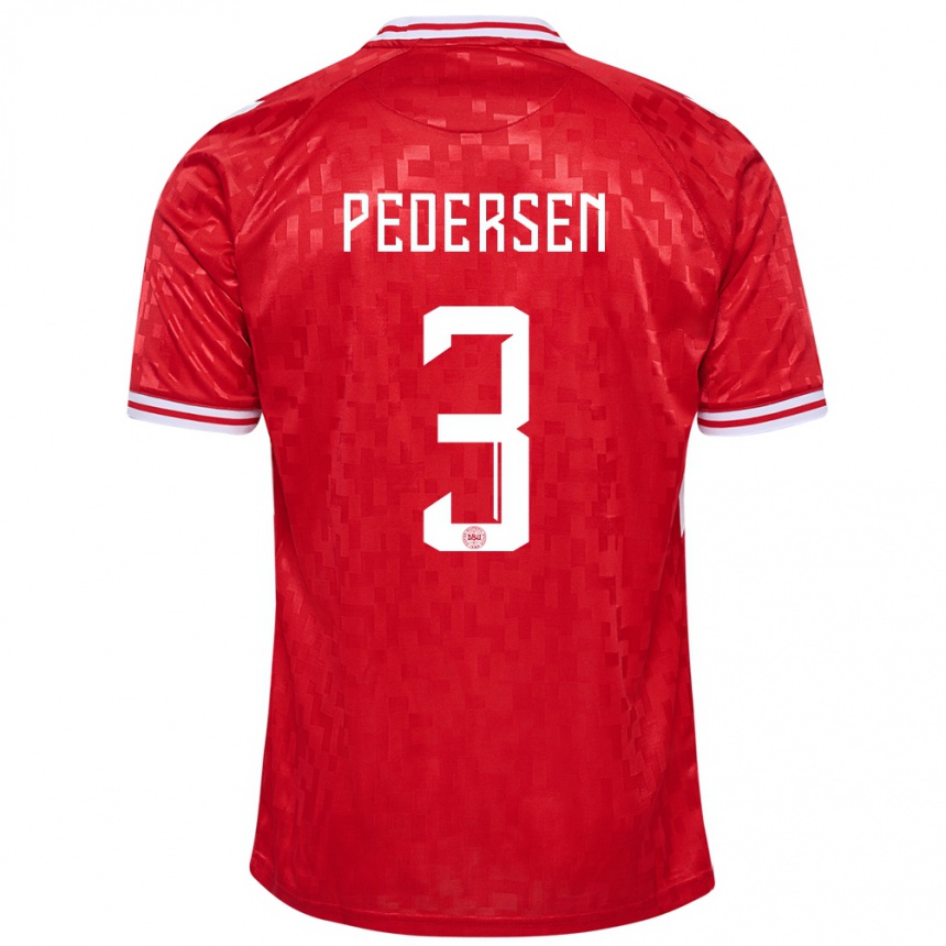 Women Football Denmark Stine Ballisager Pedersen #3 Red Home Jersey 24-26 T-Shirt Nz