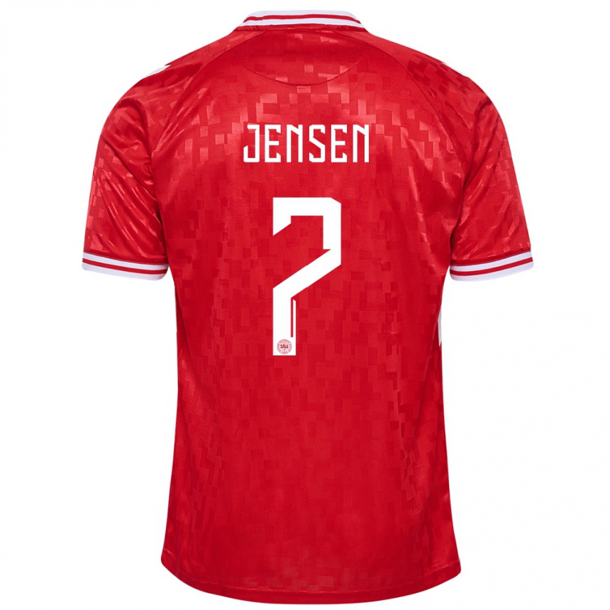 Women Football Denmark Victor Jensen #7 Red Home Jersey 24-26 T-Shirt Nz