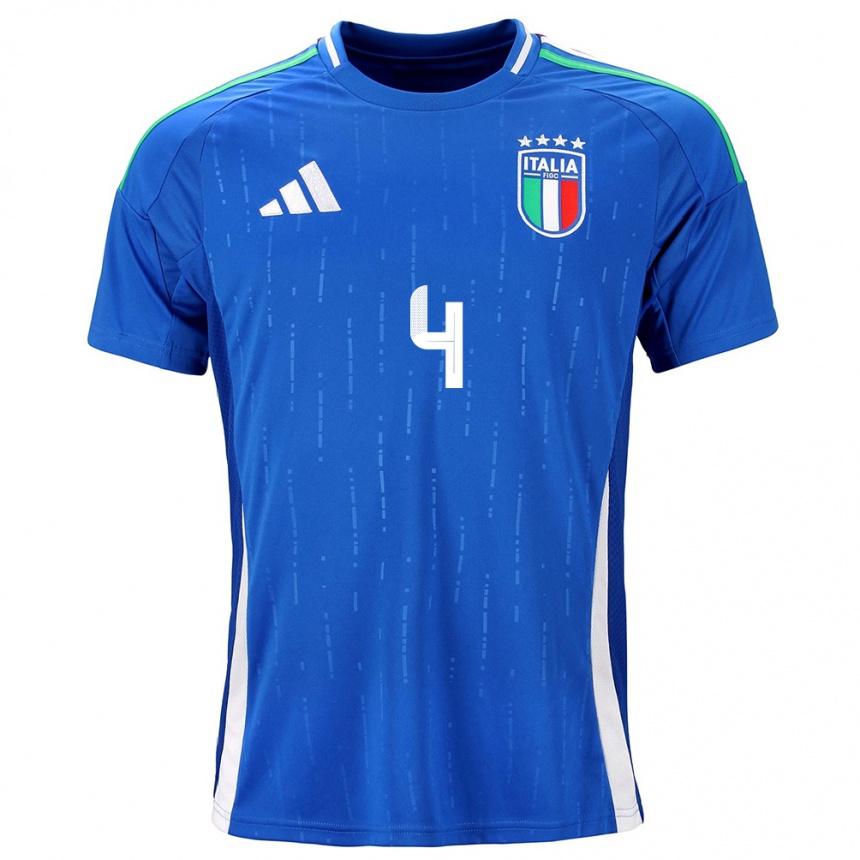 Women Football Italy Alessandro Buongiorno #4 Blue Home Jersey 24-26 T-Shirt Nz