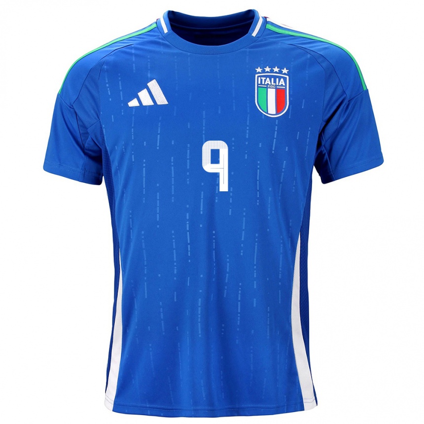 Women Football Italy Gianluca Scamacca #9 Blue Home Jersey 24-26 T-Shirt Nz