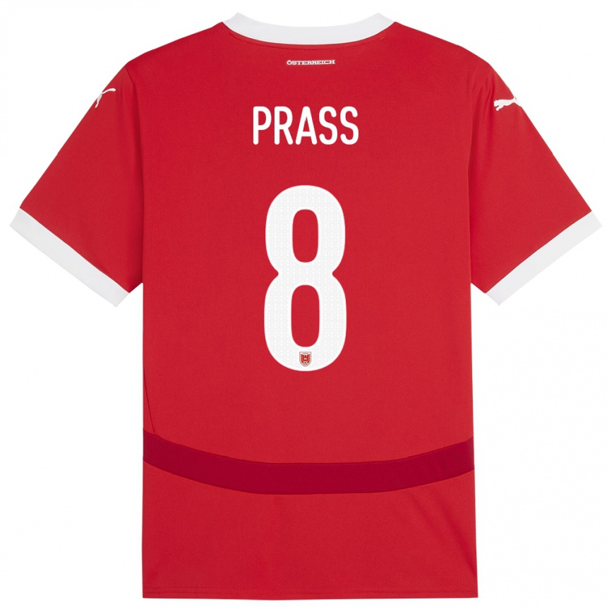 Women Football Austria Alexander Prass #8 Red Home Jersey 24-26 T-Shirt Nz