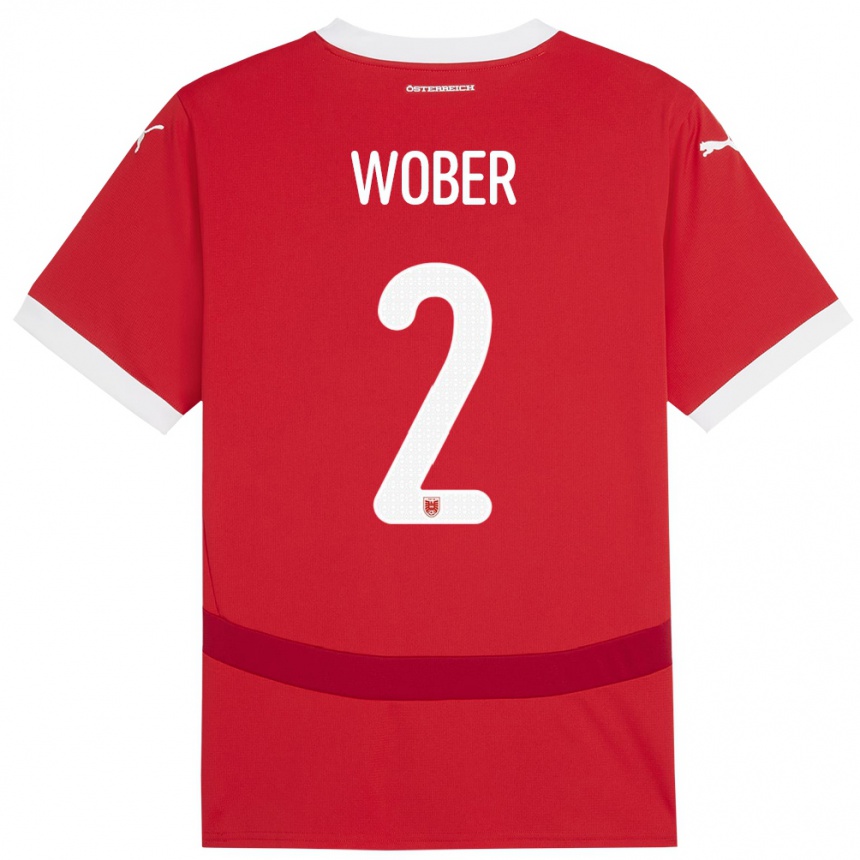 Women Football Austria Maximilian Wöber #2 Red Home Jersey 24-26 T-Shirt Nz