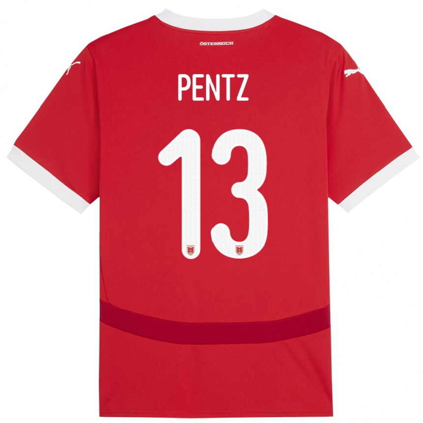 Women Football Austria Patrick Pentz #13 Red Home Jersey 24-26 T-Shirt Nz