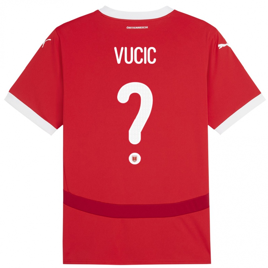 Women Football Austria Romeo Vucic #0 Red Home Jersey 24-26 T-Shirt Nz