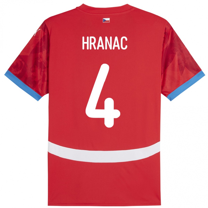 Women Football Czech Republic Robin Hranac #4 Red Home Jersey 24-26 T-Shirt Nz