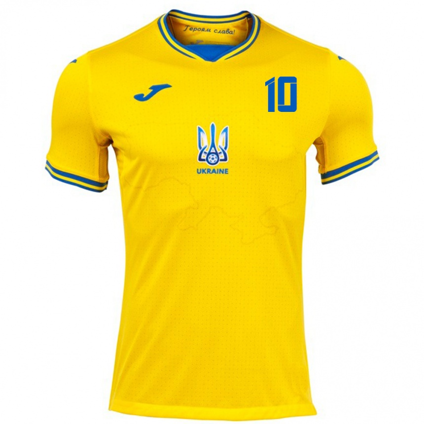 Women Football Ukraine Polina Yanchuk #10 Yellow Home Jersey 24-26 T-Shirt Nz