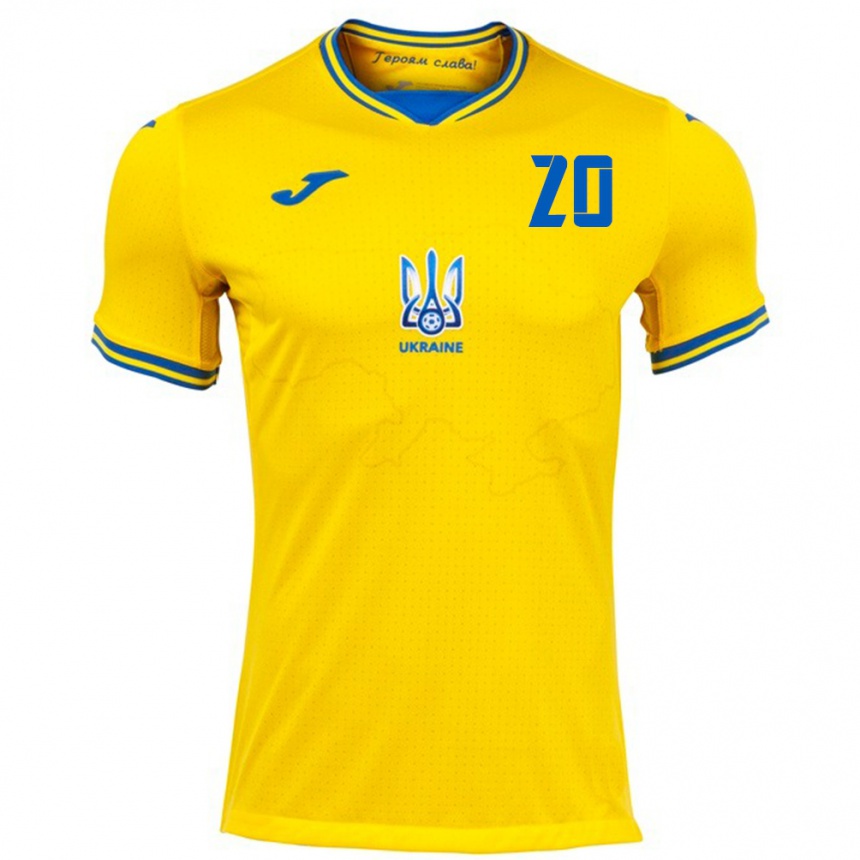 Women Football Ukraine Inna Hlushchenko #20 Yellow Home Jersey 24-26 T-Shirt Nz