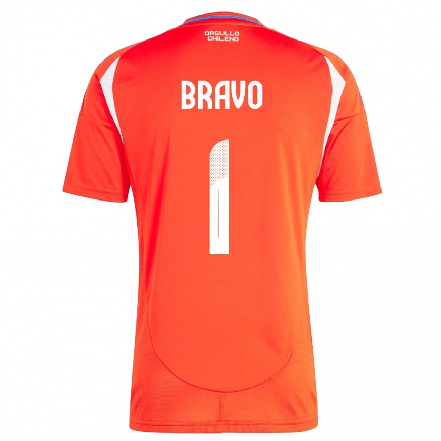 Women Football Chile Claudio Bravo #1 Red Home Jersey 24-26 T-Shirt Nz