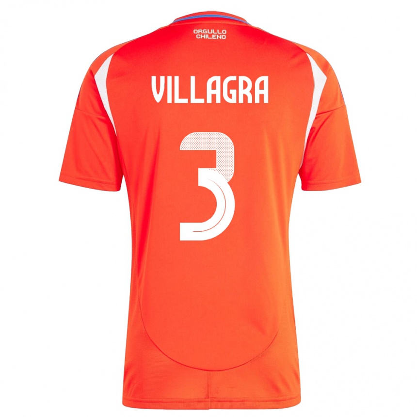 Women Football Chile Jonathan Villagra #3 Red Home Jersey 24-26 T-Shirt Nz