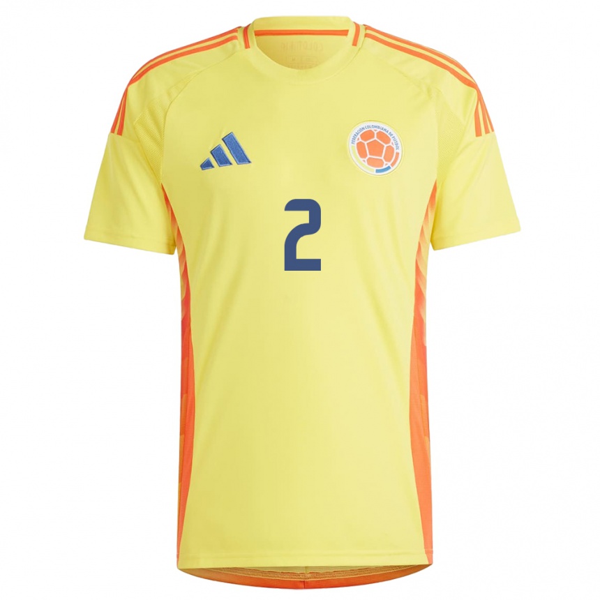 Women Football Colombia Mary Álvarez #2 Yellow Home Jersey 24-26 T-Shirt Nz