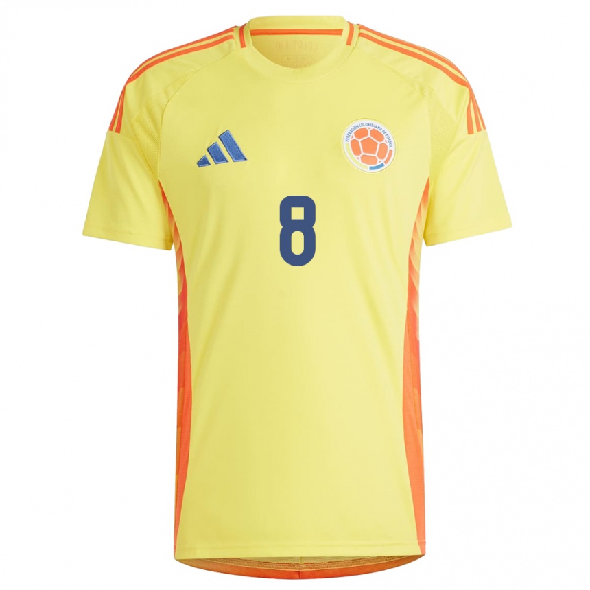 Women Football Colombia Natalia Hernández #8 Yellow Home Jersey 24-26 T-Shirt Nz