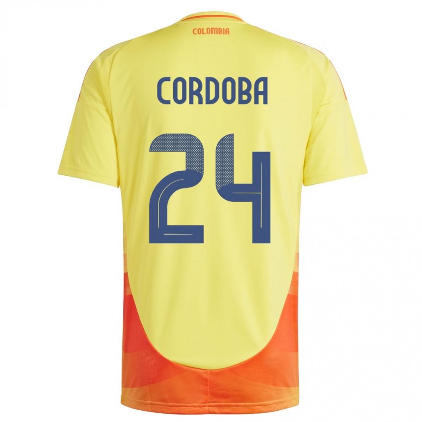 Women Football Colombia Jhon Córdoba #24 Yellow Home Jersey 24-26 T-Shirt Nz