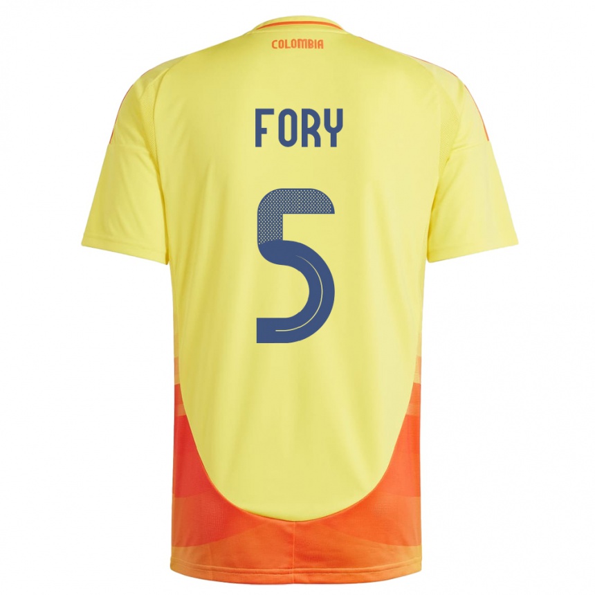 Women Football Colombia Jimer Fory #5 Yellow Home Jersey 24-26 T-Shirt Nz