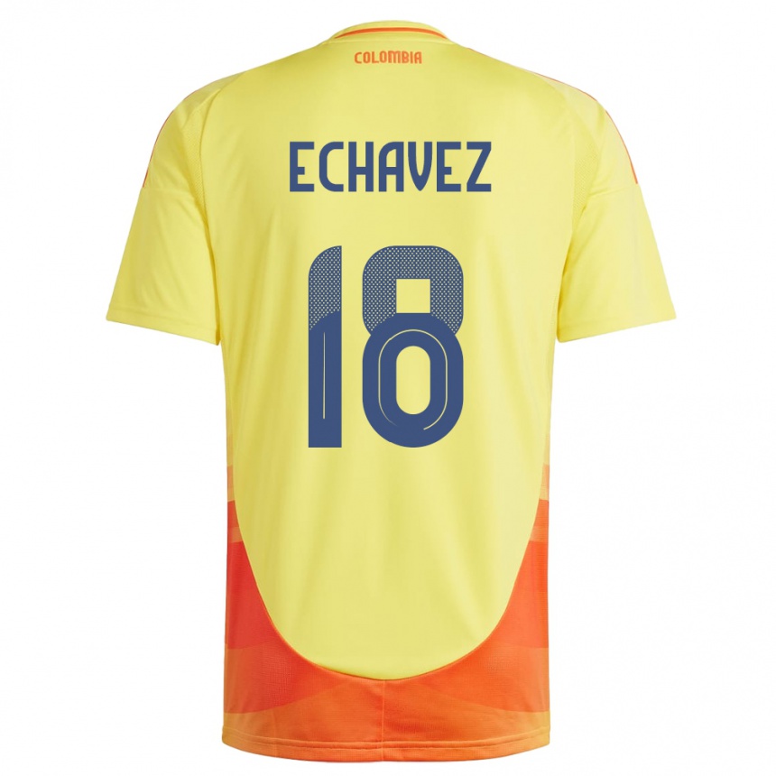 Women Football Colombia Jhon Echavez #18 Yellow Home Jersey 24-26 T-Shirt Nz