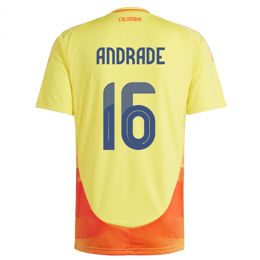 Women Football Colombia Lady Andrade #16 Yellow Home Jersey 24-26 T-Shirt Nz