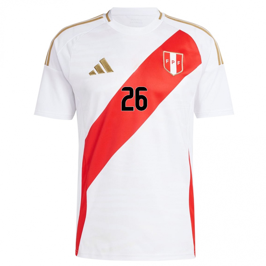 Women Football Peru Franco Zanelatto #26 White Home Jersey 24-26 T-Shirt Nz