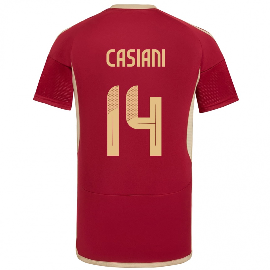 Women Football Venezuela Luis Casiani #14 Burgundy Home Jersey 24-26 T-Shirt Nz