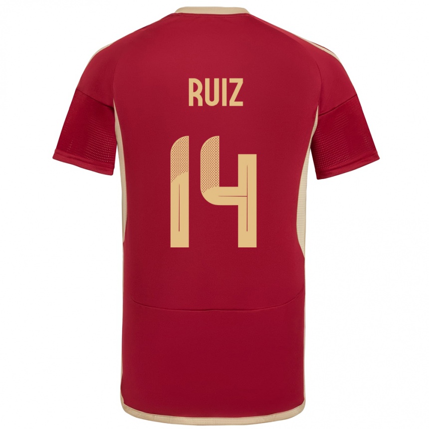 Women Football Venezuela Maicol Ruiz #14 Burgundy Home Jersey 24-26 T-Shirt Nz