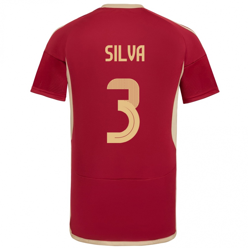 Women Football Venezuela Santiago Silva #3 Burgundy Home Jersey 24-26 T-Shirt Nz