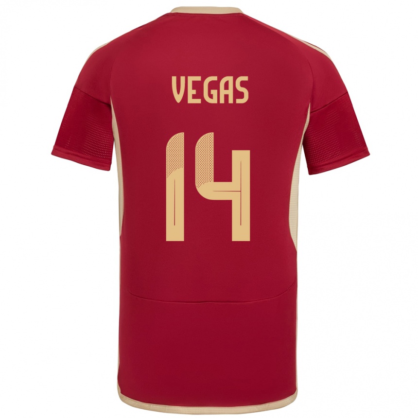 Women Football Venezuela Miguel Vegas #14 Burgundy Home Jersey 24-26 T-Shirt Nz