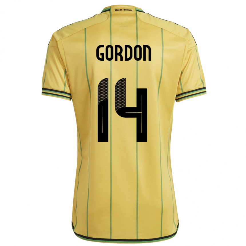 Women Football Jamaica Ashton Gordon #14 Yellow Home Jersey 24-26 T-Shirt Nz